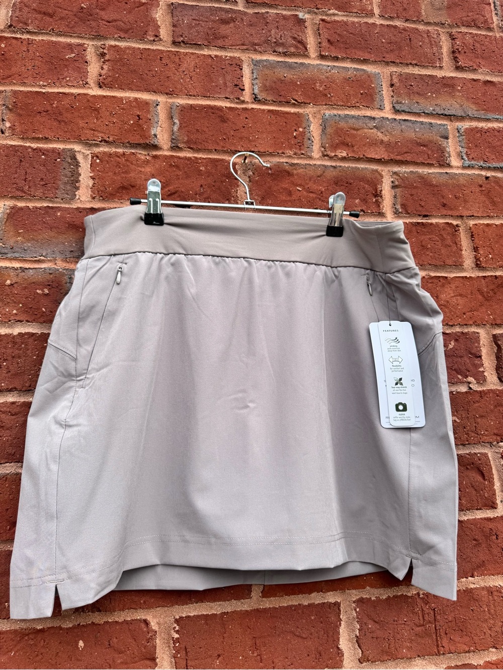 RBX Light Taupe Athletic Skort with Zip Pockets